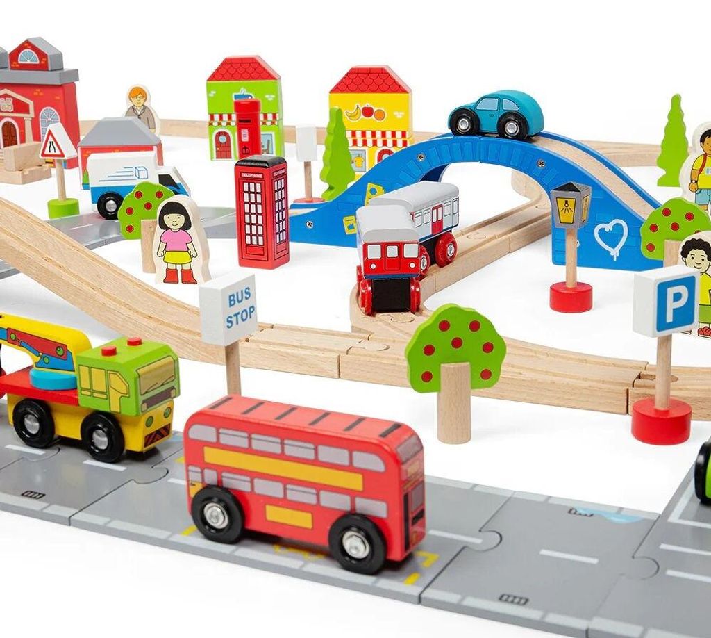 Bigjigs Rail Train et rail de voitures Image du produit 