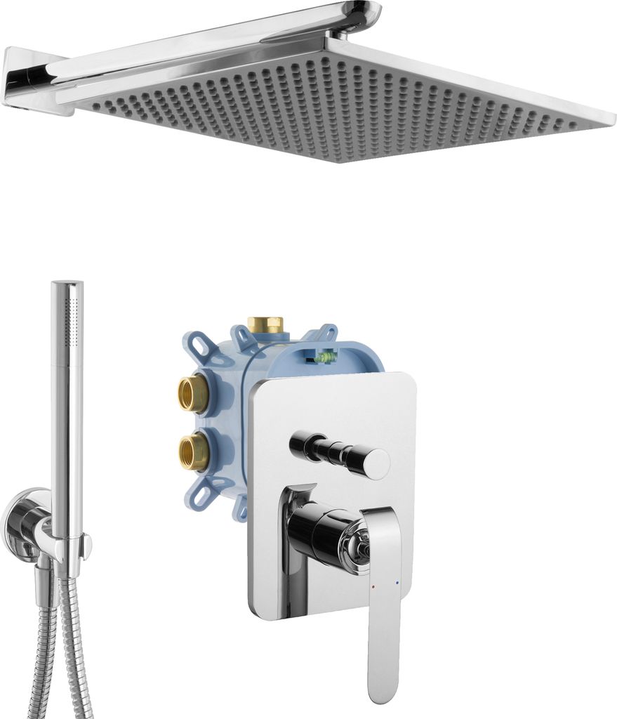 PaulGurkes Regendusche Set Komplett 30cm Regenbrause Einhandmischer Unterputz