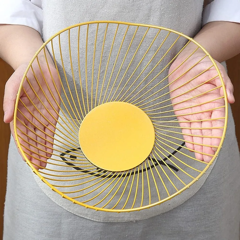 Corbeille à fruits dorée en métal - Design filaire moderne - 25cm
