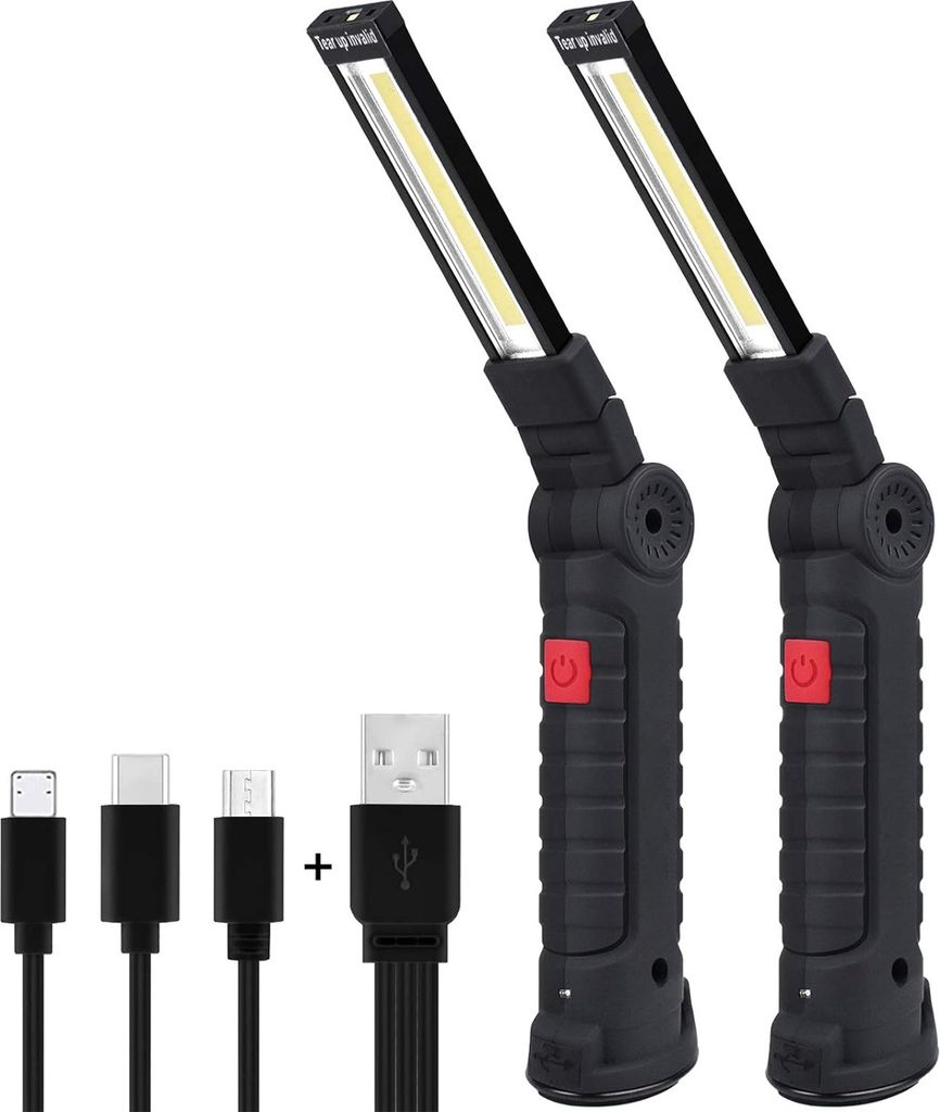 Camping-Taschenlampe 2er-Set, Cob-Leuchtmittel Für Outdoor-Nutzung Autoreparatur