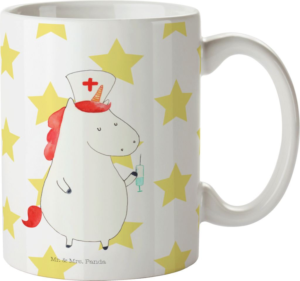Mr. & Mrs. Panda Tasse Einhorn Krankenschwester - Weiß - Geschenk, Ärztin, Kaffeetasse, Krankenpflegerin, Krankenpfleger, Teetasse, Krankenhaus, ...