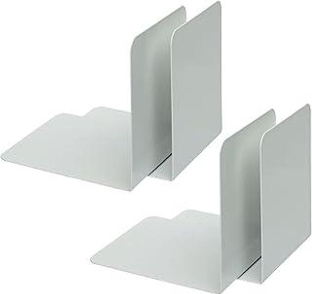 4302-10-4 - Buchstützen aus Metall, 4 Stück, weiß, 14 x 14 x 12,5 cm, für Schule, Büro und Zuhause
