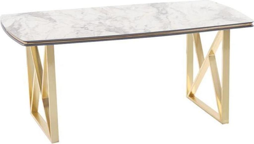 Eleganter Esstisch n goldenen Beinen rechteckige Holztischplatte