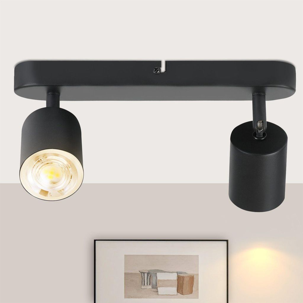Spot de plafond LED ZMH noir à 2 ampoules, lampe de plafond Image du produit 