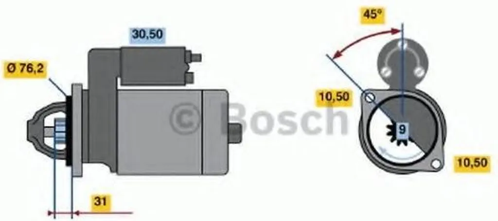 BOSCH 0 986 022 500 Démarreur 1,6kW pour Piaggio Porter 12V d'Origine