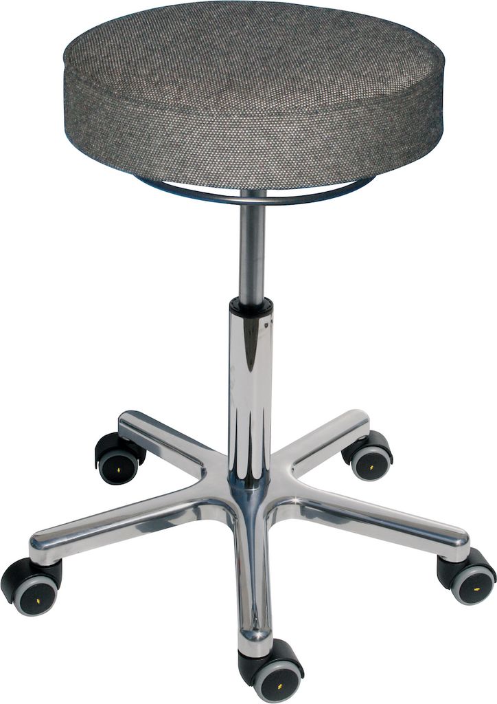 Antistatischer Drehhocker Indianapolis mit ESD-Sitz | Sitzhöhe 52-70cm | Ø 53cm | Tragfähigkeit 110kg | Polstersitze | Aluminium-Fußkreuz mit R...