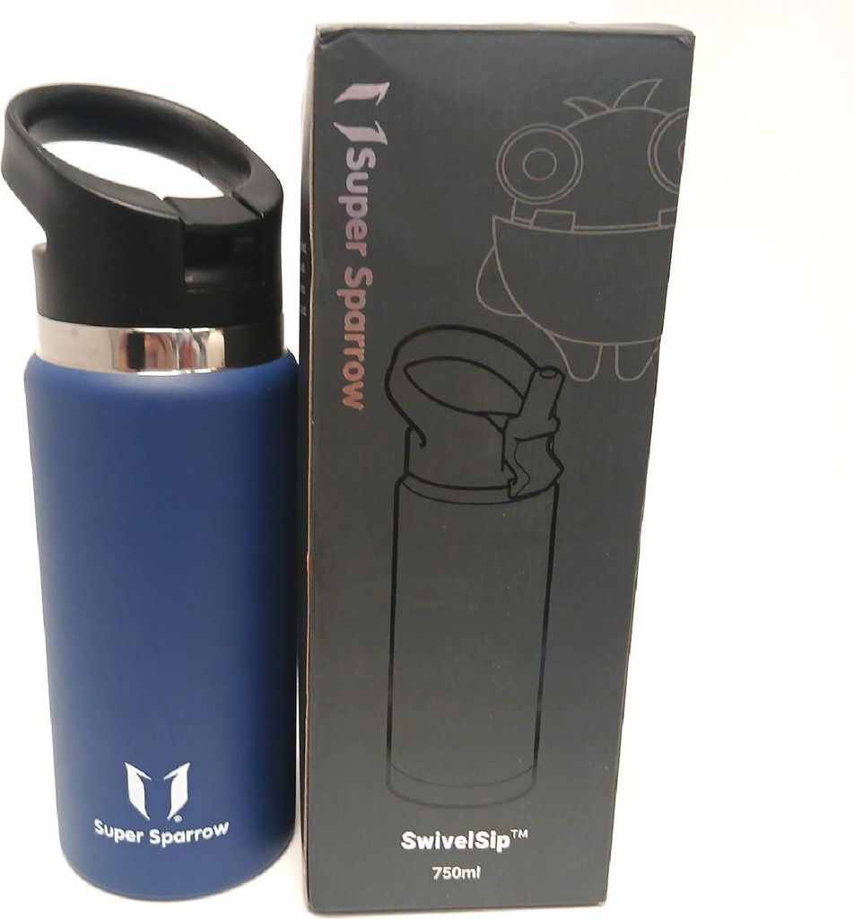 Super Sparrow Trinkflasche Isothermisch 750ml Strohhalm Breitflasche BPA-frei Eco-friendly