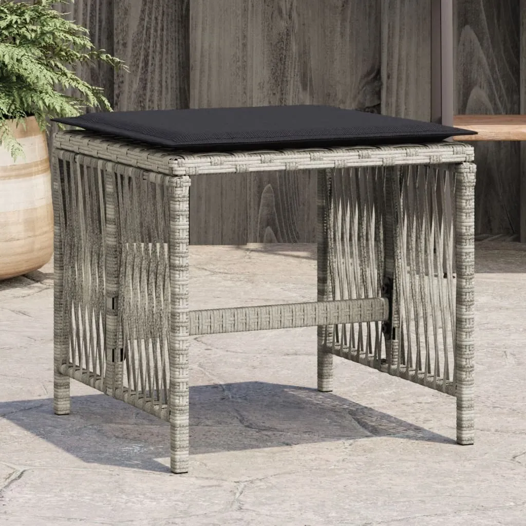 Sgabelli Giardino 4 pz Poly Rattan Grigio Chiaro con Cuscini - Offerta