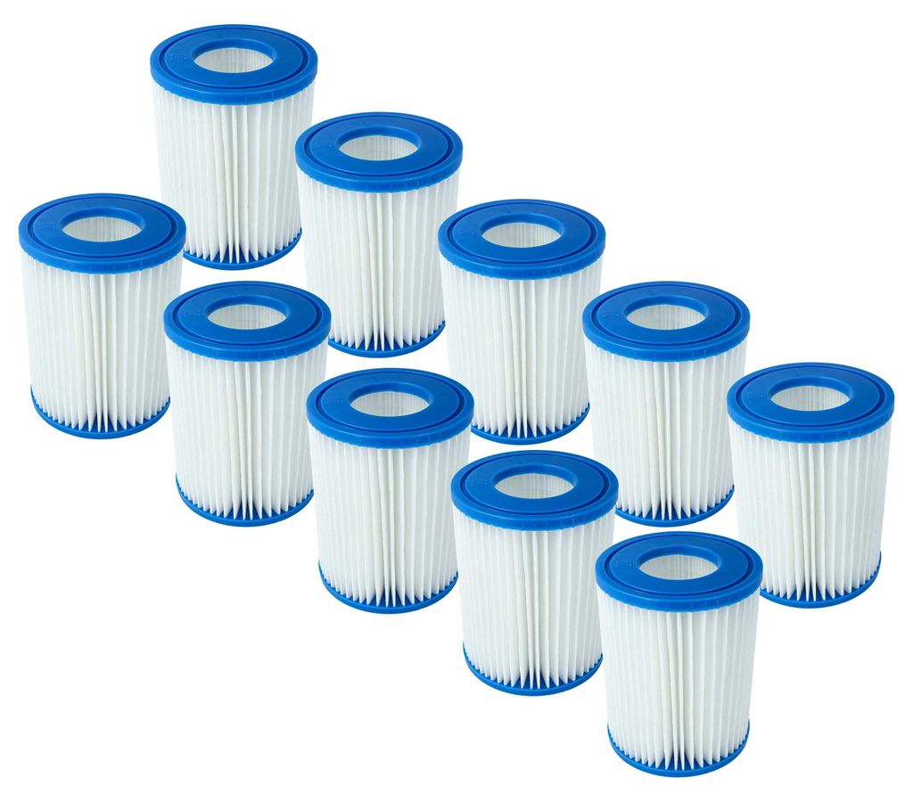 vhbw 10x Filterkartusche kompatibel mit Bestway Flowclear 2.006 l/h, 3.028 l/h Swimmingpool, Filterpumpe - Wasserfilter Blau Weiß