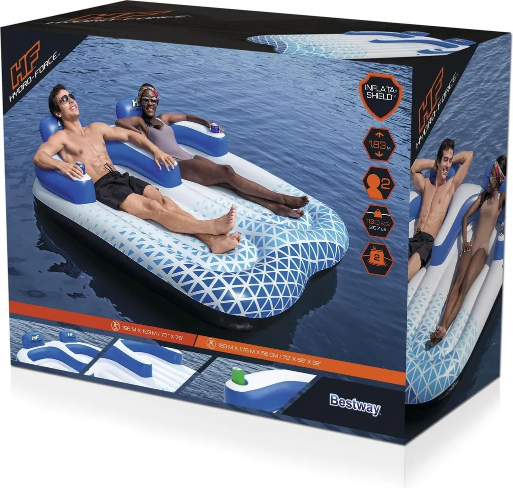 Matelas gonflable géant avec dossier Hydro-Force Indigo Wave - 3