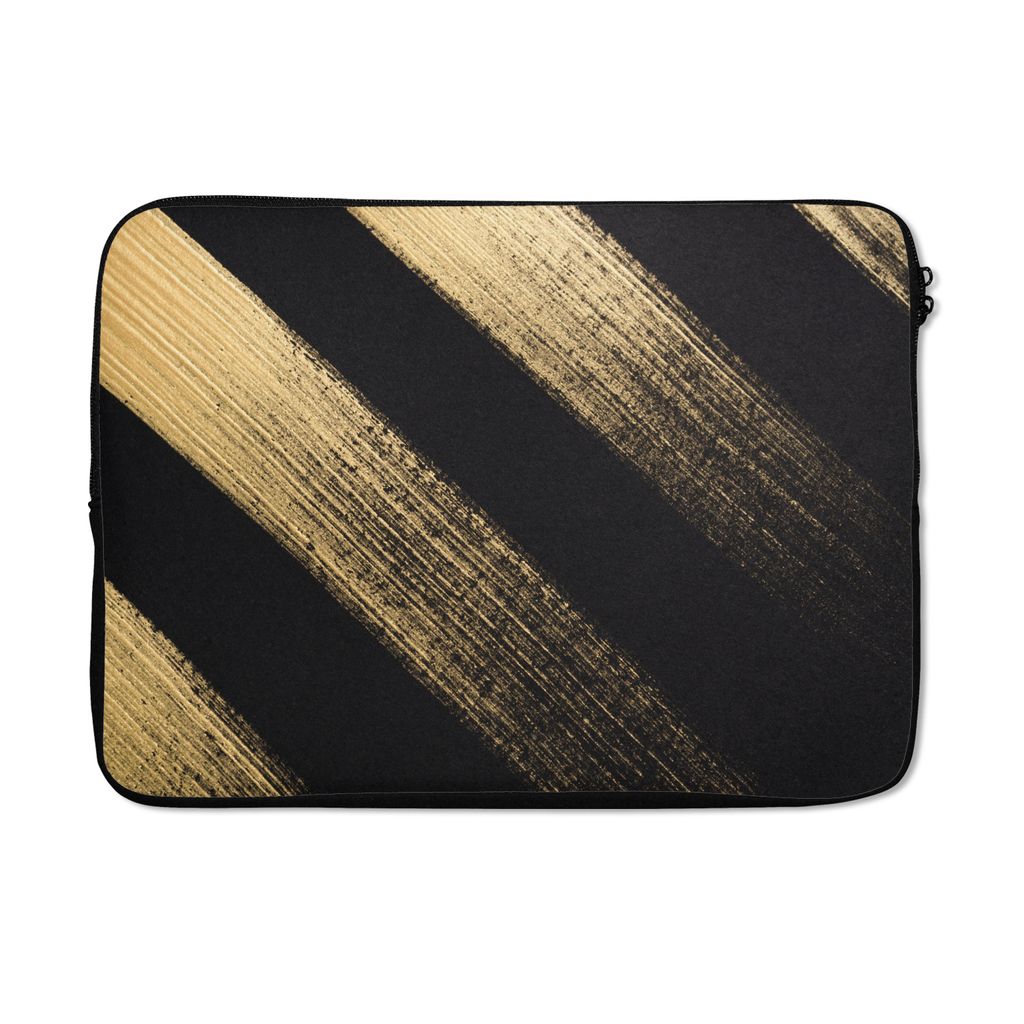 MuchoWow Laptop Hülle 14 ZollGoldene Farbstreifen auf schwarzem Hintergrund Laptoptasche - Laptoptasche - Stoßsicher - Schutzhaube