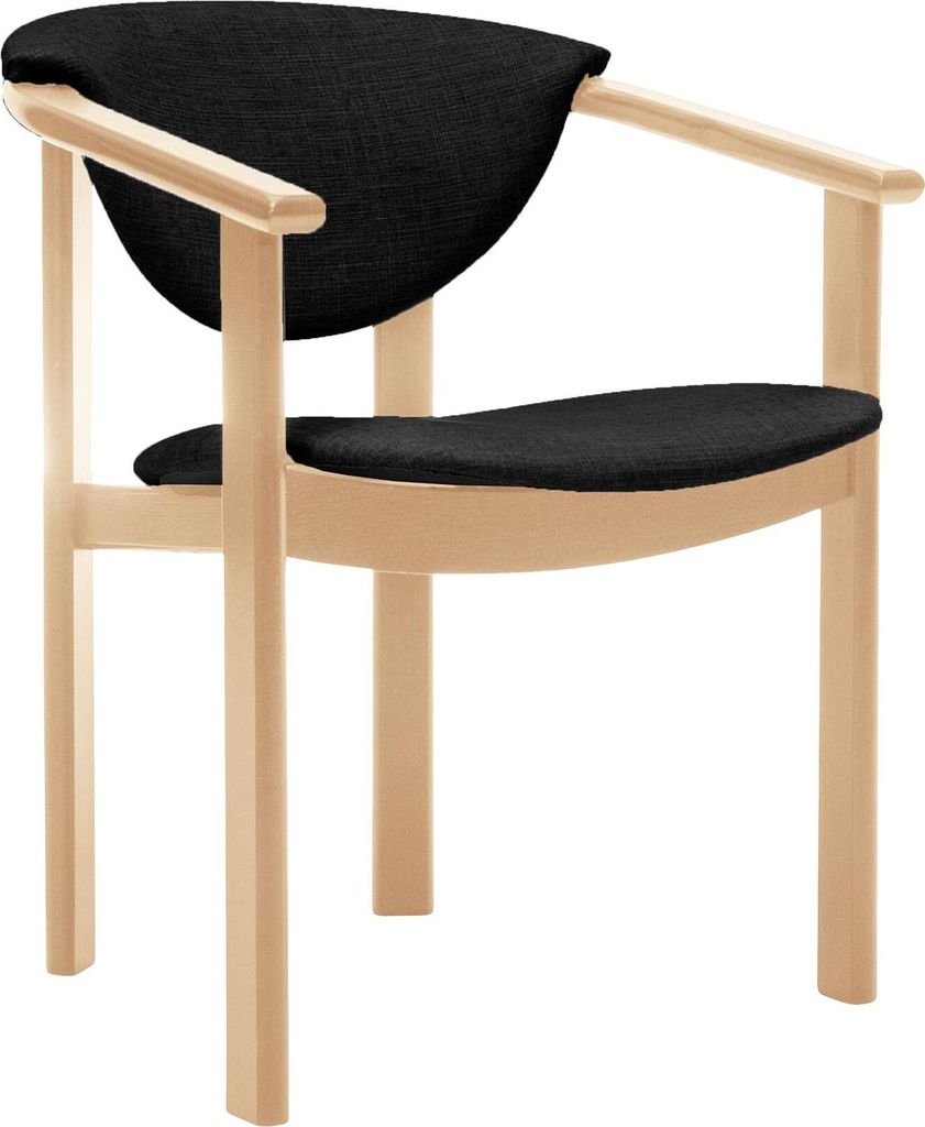 Polsterstuhl mit Armlehnen Kate F1 moderne gepolsterte Stuhl stilvoll Sessel für Esszimmer in Webstoff, Farbe: schwarz- inari 100, Beinefarbe: nat...