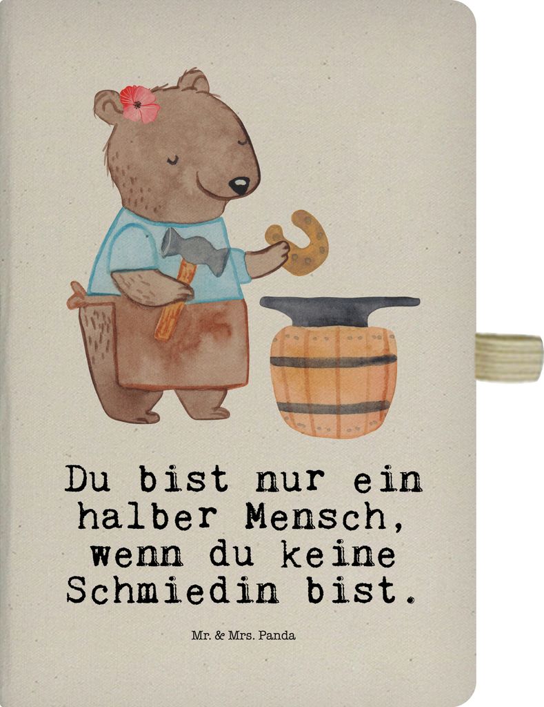 Mr. & Mrs. Panda Tagebuch Schmiedin Herz - Transparent - Geschenk, Kladde, Notizbuch A5, hardcover, Journal