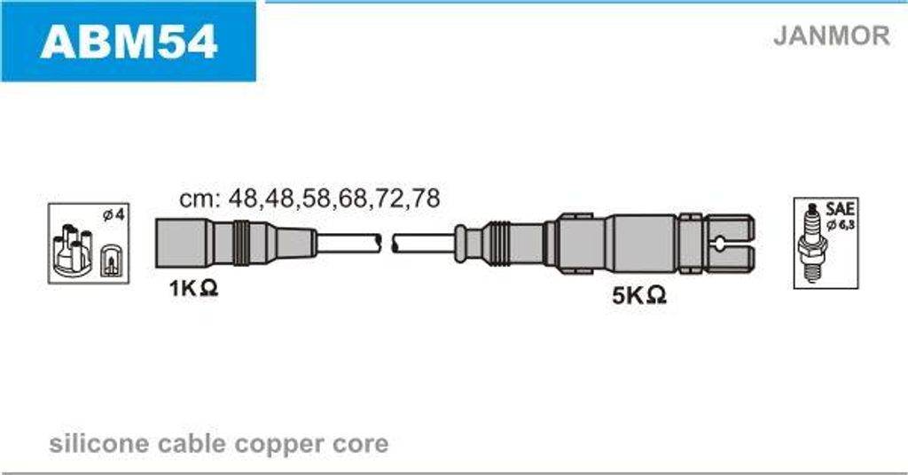 JANMOR ABM54 Zündkabelsatz OE 078905113 kompatibel mit A8 4D, A6 4A, A4 8D