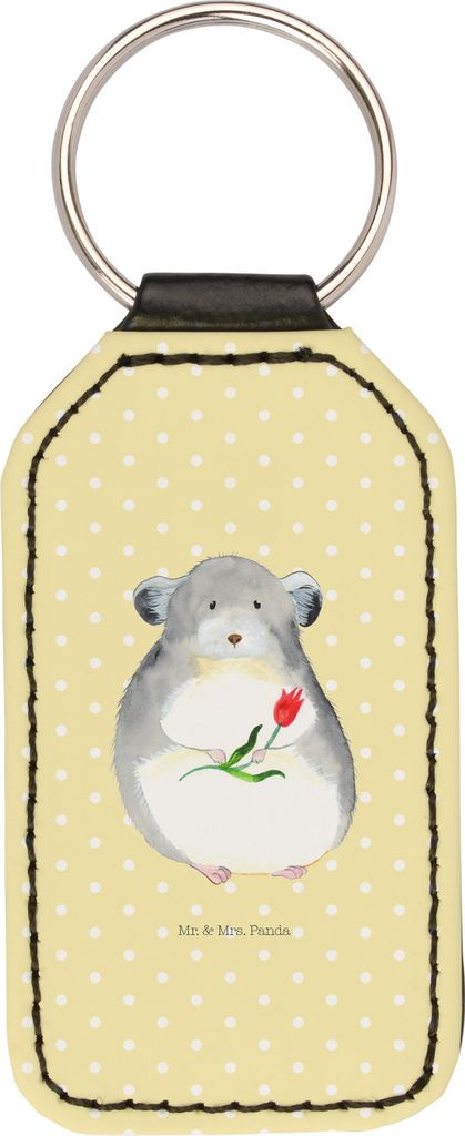 Mr. & Mrs. Panda schlüssel anhänger Chinchilla Blume - Gelb Pastell - Geschenk, Lustige Sprüche, Kummer, Taschenanhänger, schlüsselbund, Chinc...