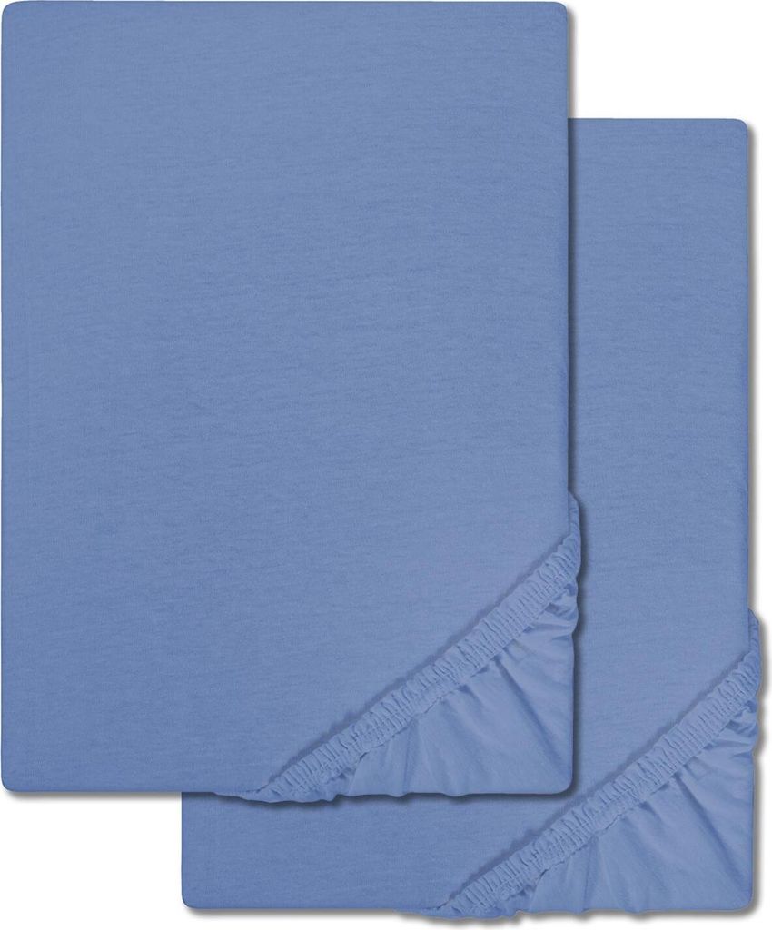 Doppelpack CloudComfort Basic Spannbettlaken Jersey-Stretch blau 120 x 200 cm (2 Stück)