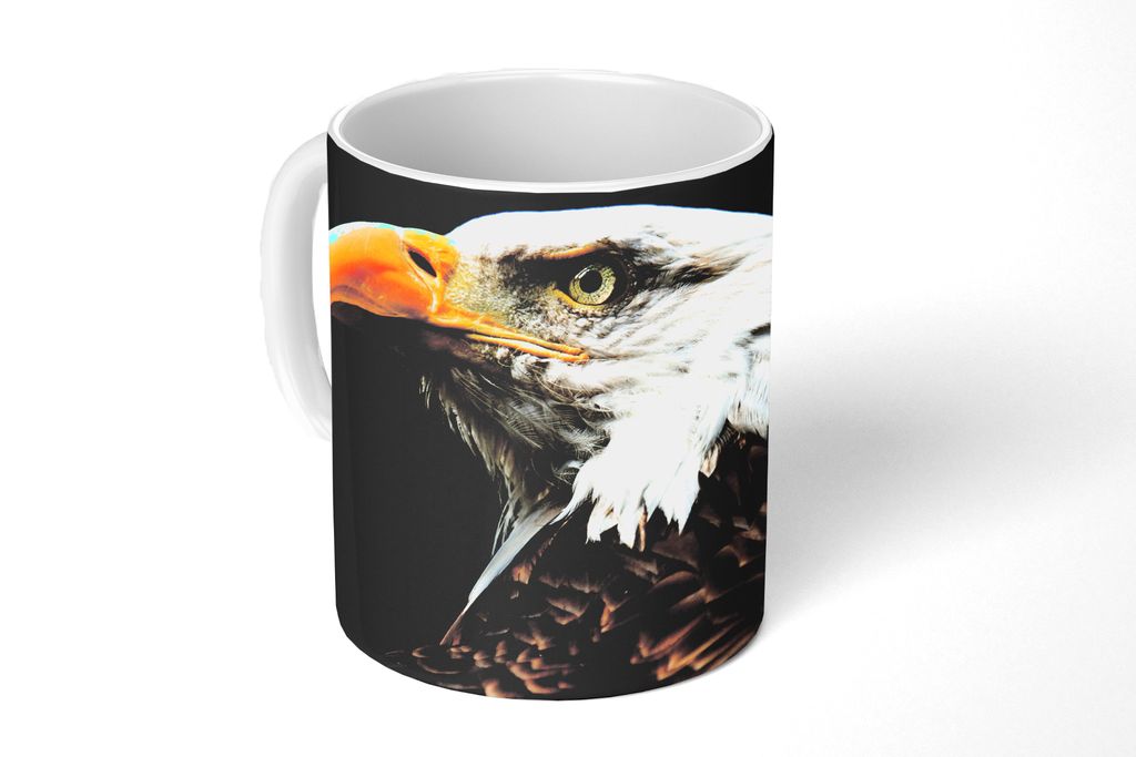KitchenYeah Tasse Kaffeetasse Kaffeebecher 350 ml Adler - Vogel - Augen - Schnabel Teetasse - Fototasse - Becher - Keramikbecher - Teebecher - Ka...