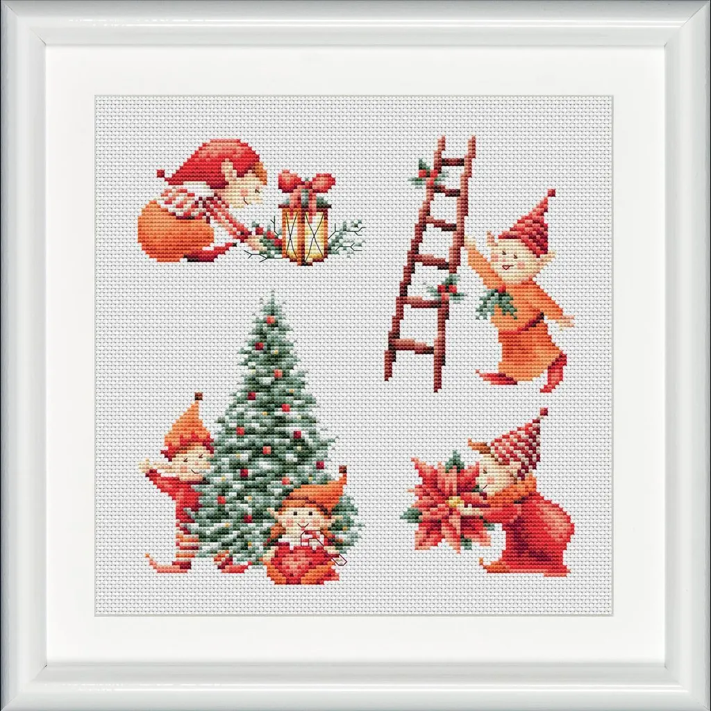 Kit Punto Croce Natalizio Dutch Stitch Brothers - Elfi di Natale 1