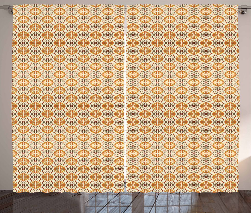 ABAKUHAUS Ottomane Rustikaler Gardine, Mosaik-Kunst, Schlafzimmer Kräuselband Vorhang mit Schlaufen und Haken, 280 x 175 cm, Mehrfarbig