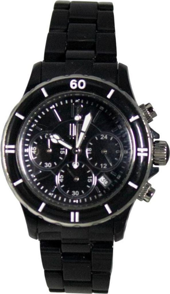 Light Time Armbanduhr Chronograph Damen Kunststoff Datum Schwarz Silber L115C