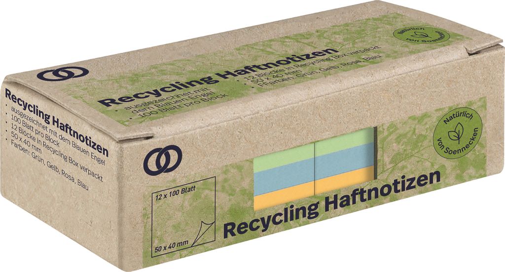Soennecken Haftnotiz oeco 5867 RC 50x40mm 100Bl. sort. 12St.