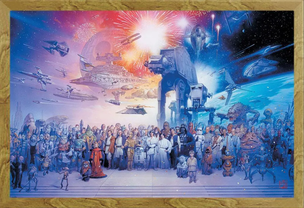 Poster Star Wars Legacy + Cornice Shinsuke Maxi MDF Rovere e Acrilico