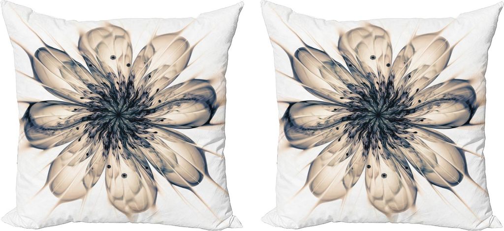 ABAKUHAUS Blume Kissenbezug Set (2Stück), Makronahaufnahme einer blühenden Anlage des Fractal in der Digital Art Style Contemporary, 60 x 60 cm, ...