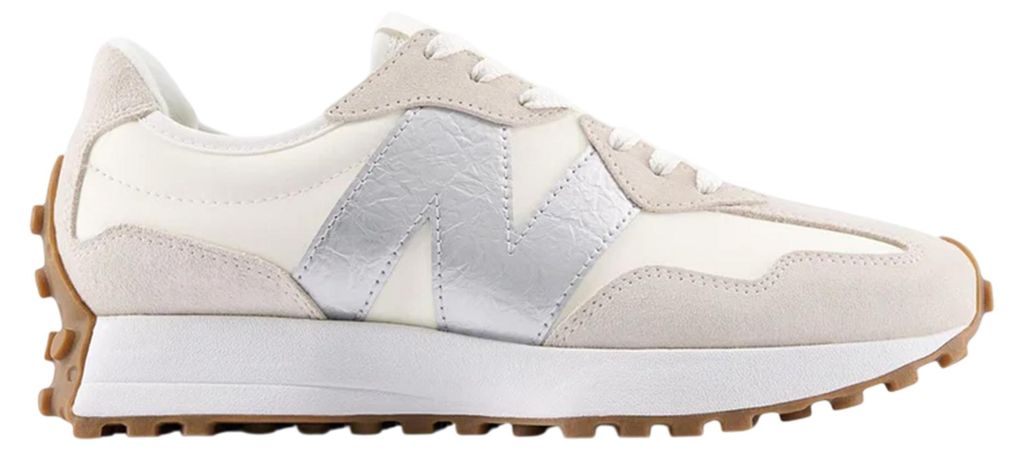 New Balance - "327" Sneaker für Damen, Wildleder, Flach GT20275 (38 EU) (Weiß/Silber)
