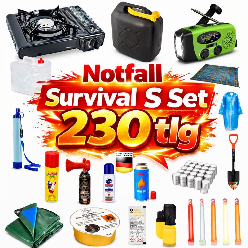 BLACKOUTPro Notfall Survival Kit ́230 tlg S Blackout Ausstattung Set Prepper Notfallausrüstung | Notfallrucksack| Camping & Outdoor Emergency Set