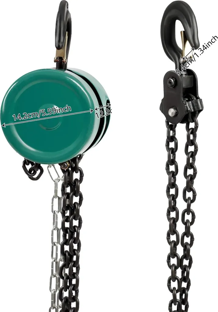 Paranco Manuale Professionale 2000kg 2,9mt - Catena Acciaio G80 Verde