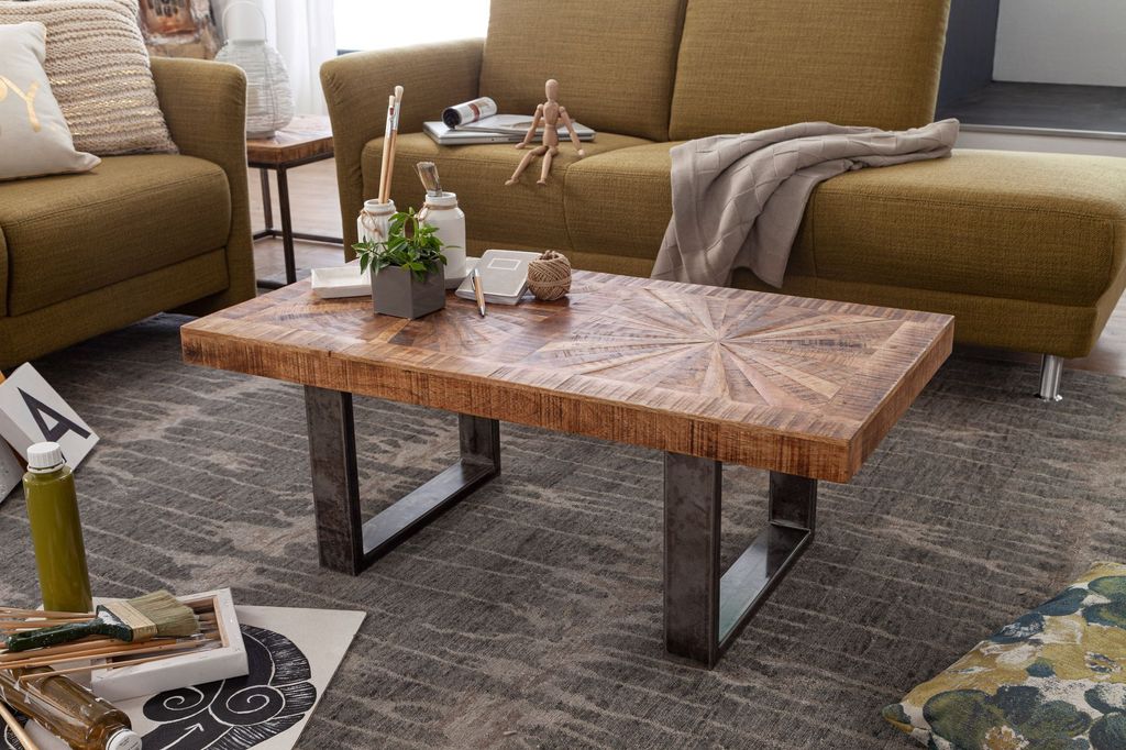 FineBuy Couchtisch Mango 105 cm Tisch Massivholz Produktbild 4