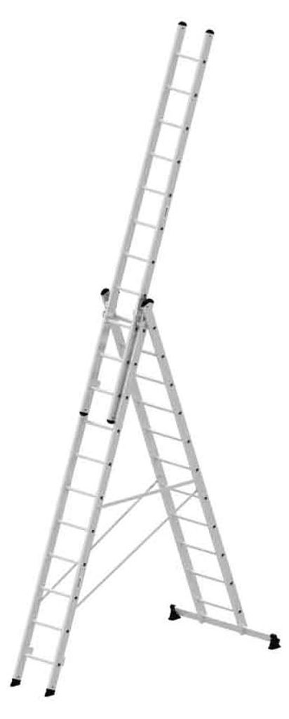 MUNK Mehrzweckleiter mit Nivello® Traverse 3x11 Sprossen Produktbild 