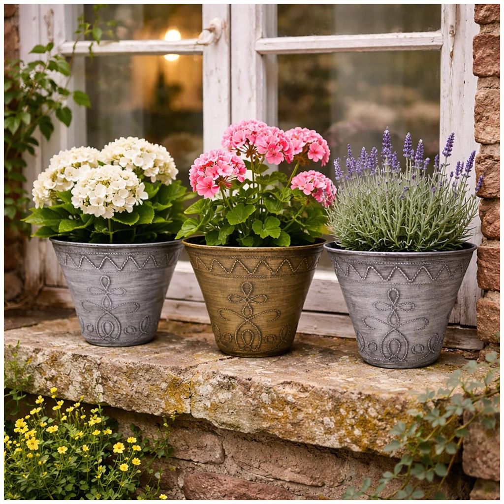 Blumentopf Nessa Ornamente Gold Silber 3er-Set Produktbild 