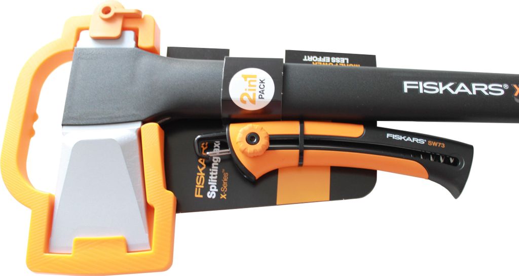 Fiskars Spaltaxt X25 Holzspalter Axt  + Fiskars Handsäge Produktbild 