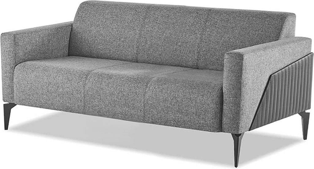 Komplett Set 3-Sitzer 2-Sitzer Sessel Grau Leder Modern Textil Couch
