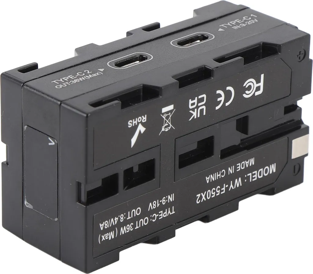 Alimentation Continue NP-F pour Streaming et Vidéo avec Transfert USB-C