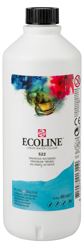 Ecoline tekutá akvarelová láhev 490 ml tyrkysově modrá 522 Obrázek produktu 