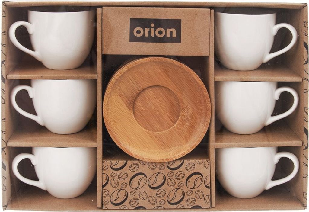 Orion Porzellantasse Tassen-Set aus Porzellan mit Untertassen 100ml 6-teilig WHITELINE