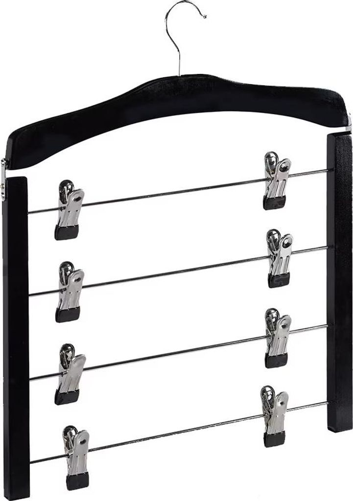 Ensemble de cintres pour jupes/pantalons, Bois, Noir, 3 Image du produit 
