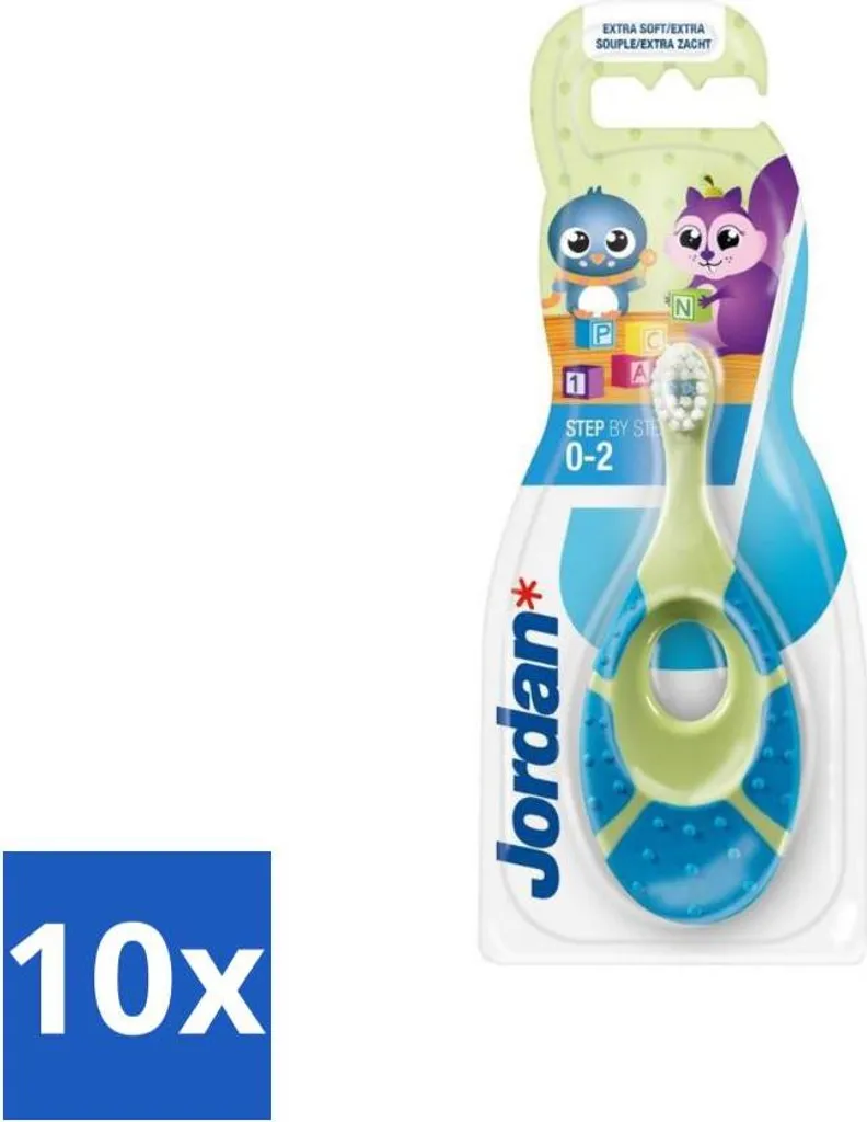 Brosse à dents premier âge Jordan Step 1 pour bébés - Lot de 10 unités