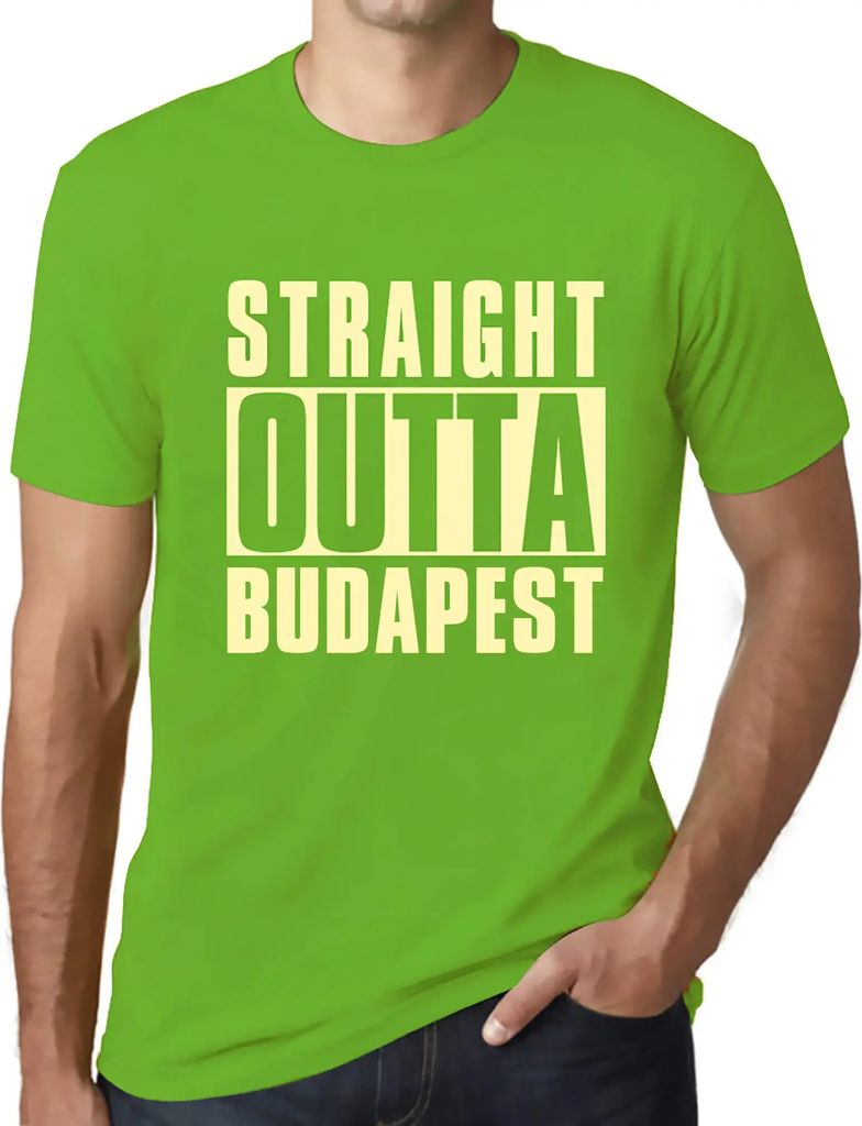 Herren Grafik T-Shirt Straight Outta Budapest Öko-Verantwortlich Vintage Jahrgang Kurzarm Lustige Druck Geburtstag Geschenk Mann