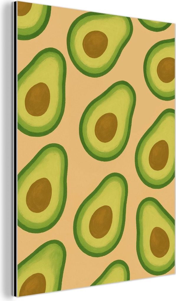 MuchoWow Wanddekoration Metall Metallbild Wandkunst 90x120 cm Avocado - Muster - Grün - Kern MuchoWow Aluminium Gemälde - Industrial
