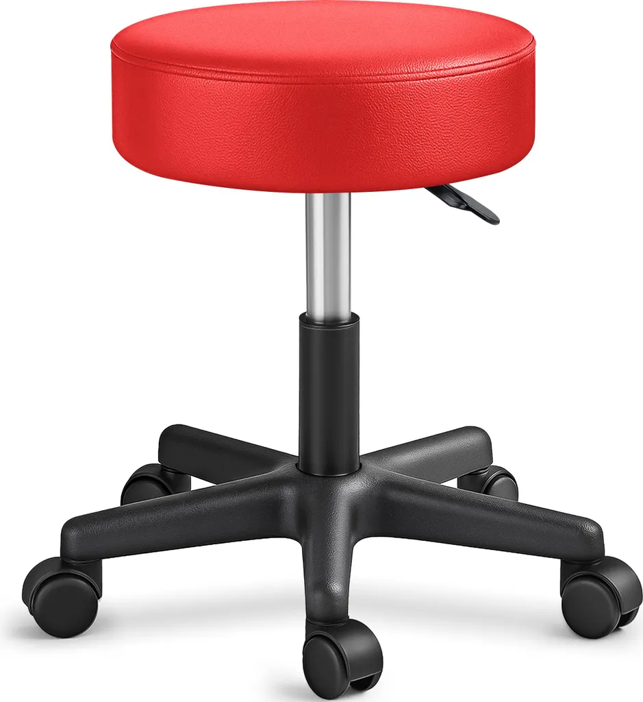 TRESKO Sgabello Girevole Rosso 150kg | Seduta Professionale 10cm