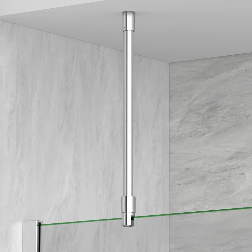 Renfort de douche télescopique en inox pour paroi vitrée fixe 1 pièce