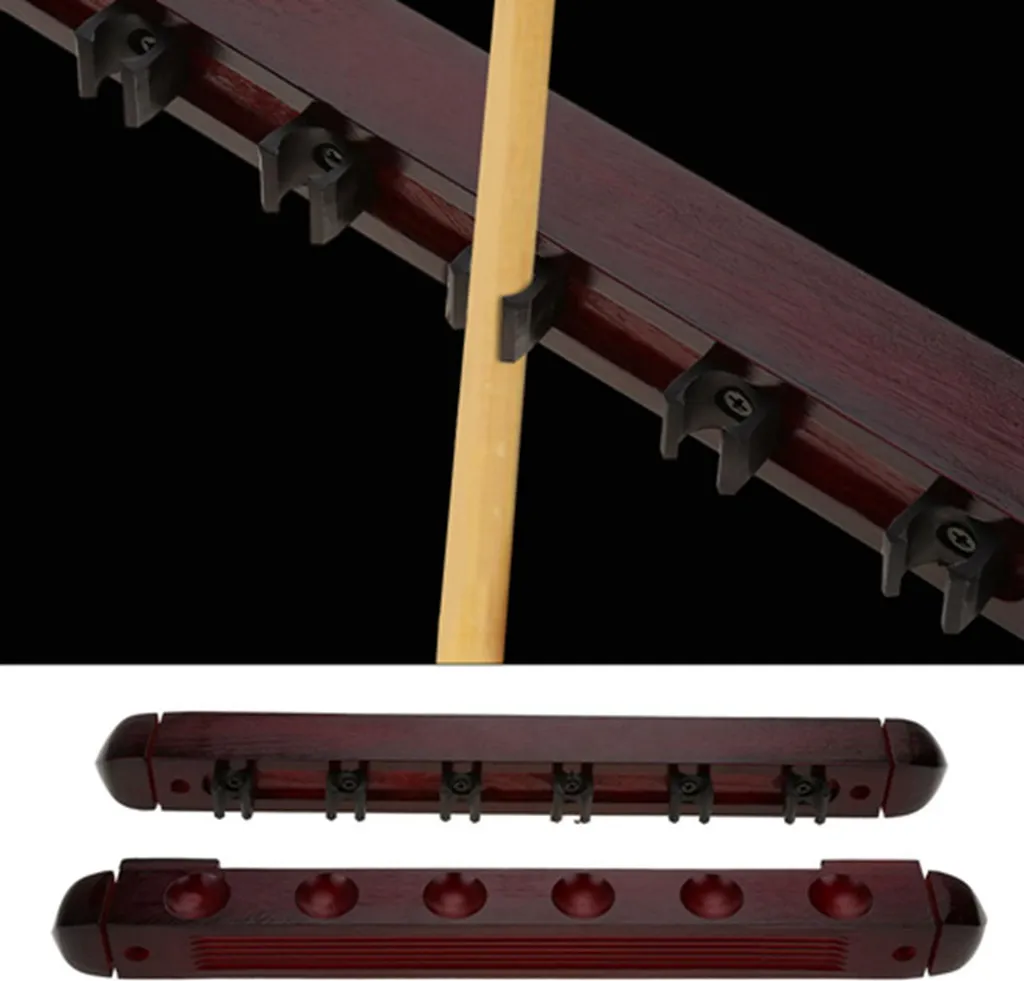 Rack de queue de billard en bois robuste pour 6 cannes de billard