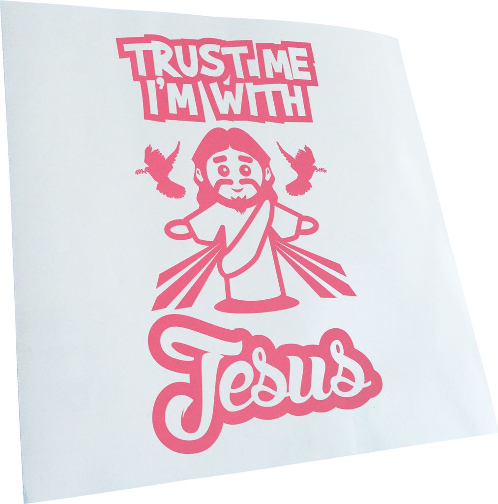 Kiwistar - Autoaufkleber - Trust me im with jesus - Hellrosa - 60x33cm - Aufkleber für Auto, Laptop, Fahrrad, LKW, Motorrad mehrfarbig JDM Decal R...