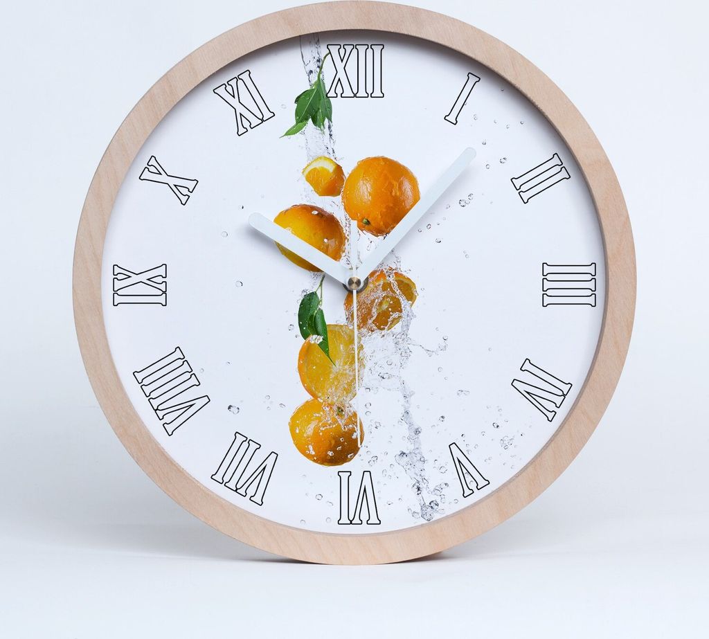 Holzuhr 20fi cm wanduhr - weiße Spitzen - Orangen und Wasser