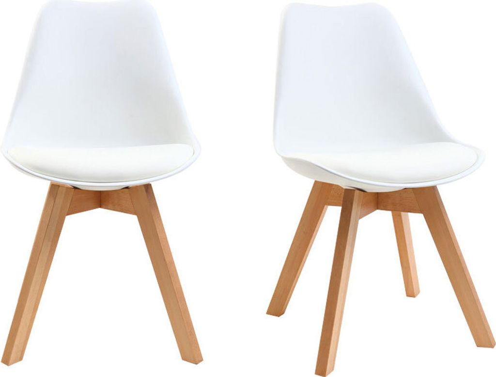 Miliboo - Design-Stuhl Holzbeine Weiß 2er-Set PAULINE