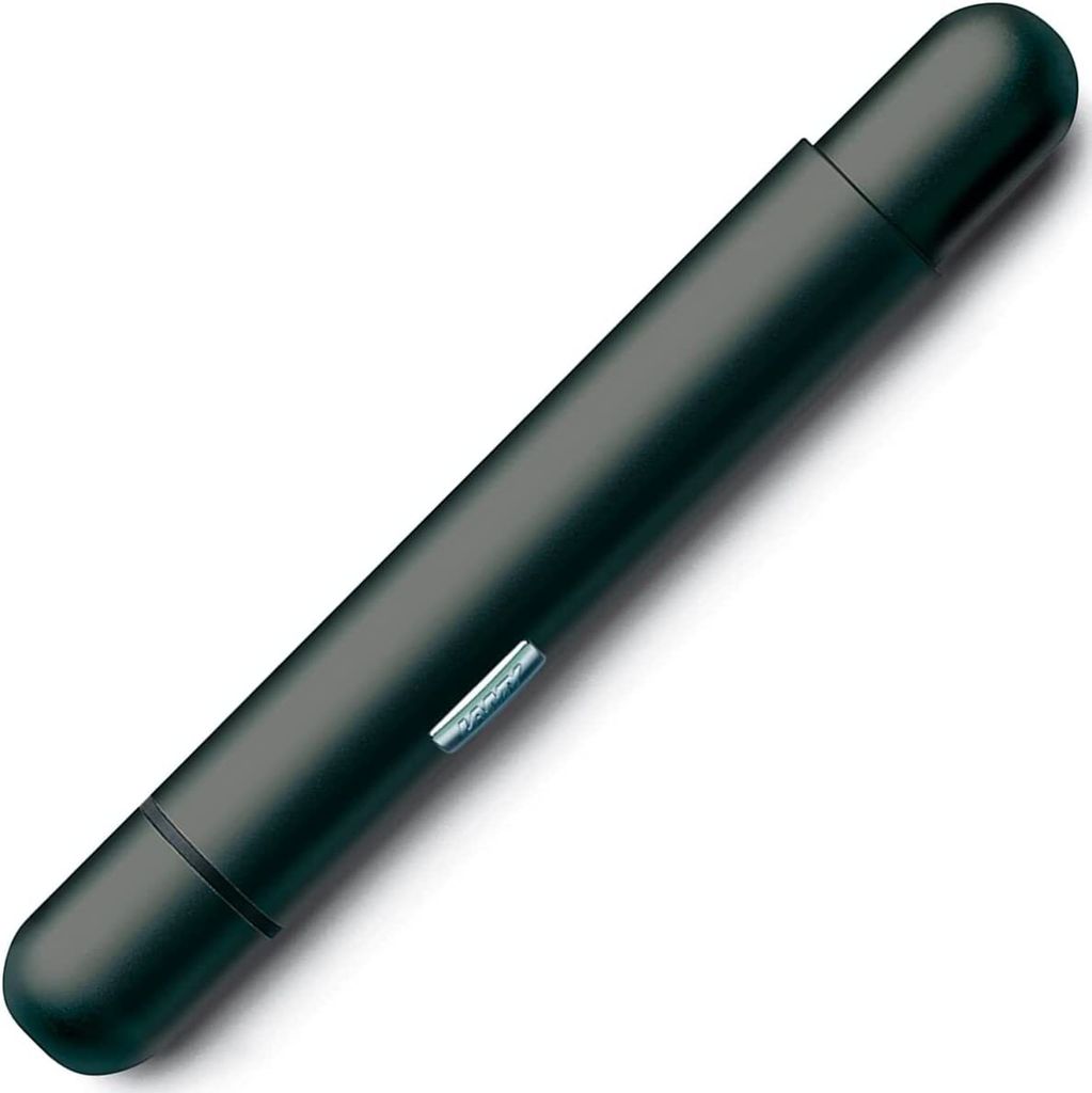 A black pen is shown against a white background.