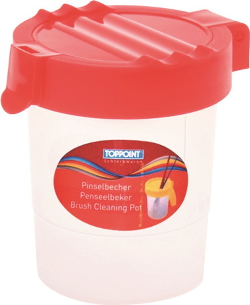 Pinselbecher mit Deckel rot Produktbild 